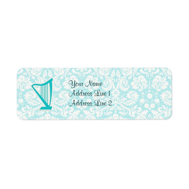 Teal Harp Return Address Label (Front)