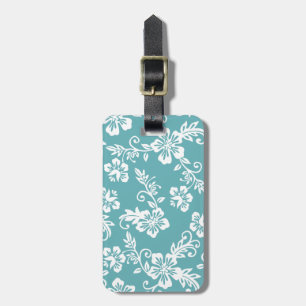 Teal Hawaiian Print Luggage Tag