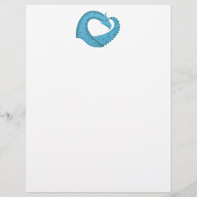 Teal heart dragon on white (Front)