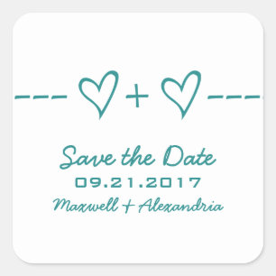 Teal Heart Equation Save the Date Stickers