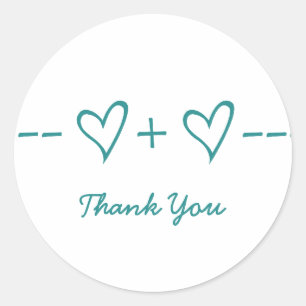 Teal Heart Equation Thank You Stickers