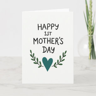 Teal Heart First Mothers Day Card