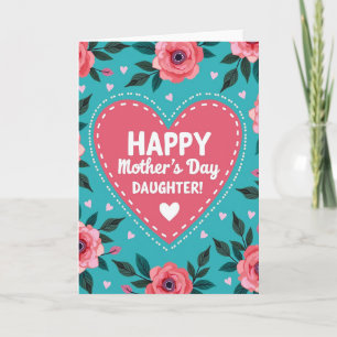 Teal Heartfelt Mothers Card