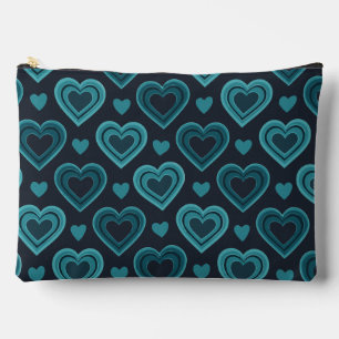 Teal Hearts Accessory Pouch
