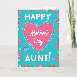 Teal Hearts Mothers Day Graphic Card
