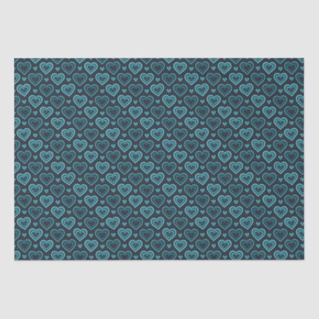 Teal Hearts Tissue Paper (Front)
