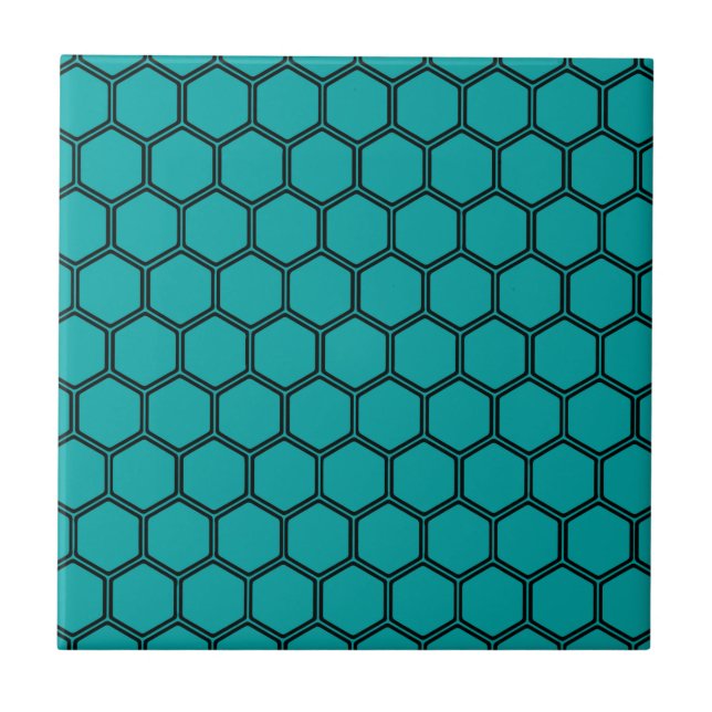 Teal Hexagon 3 Ceramic Tile (Front)