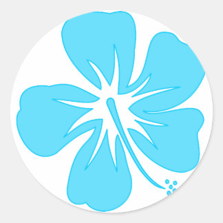 Teal Hibiscus Classic Round Sticker