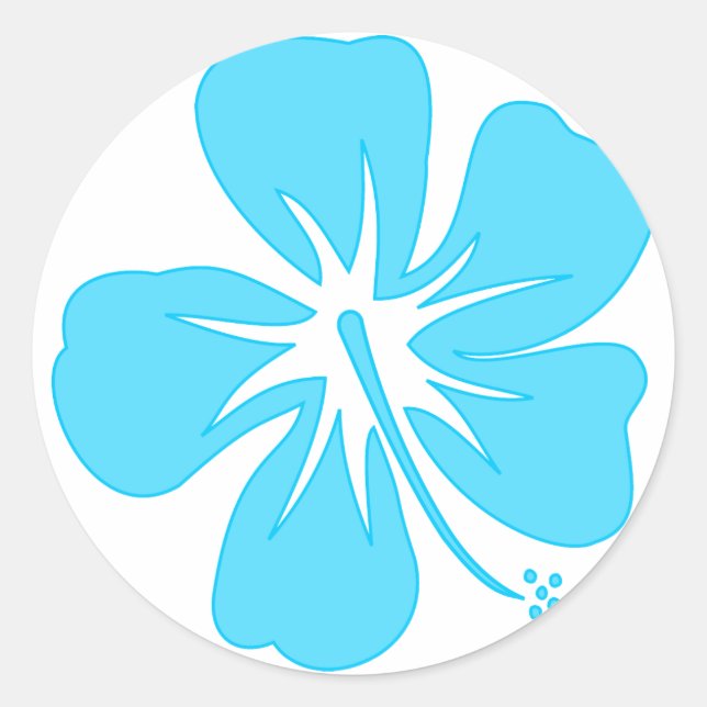 Teal Hibiscus Classic Round Sticker (Front)