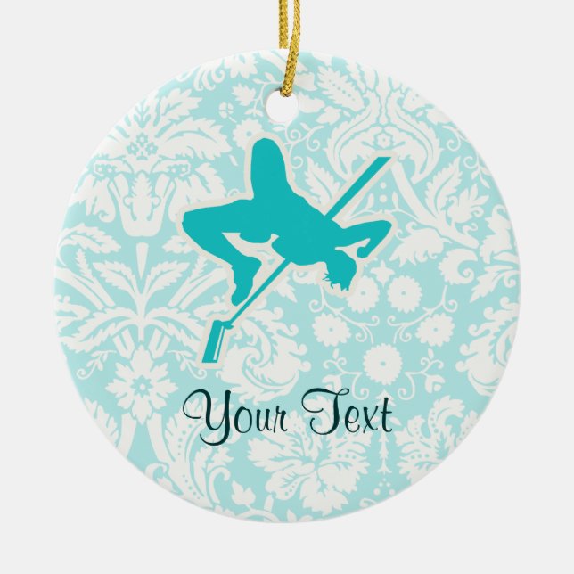 Teal High Jump Ceramic Tree Decoration (Front)