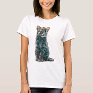 Teal Highlighted Wildcat Kitten Portrait Women T-Shirt