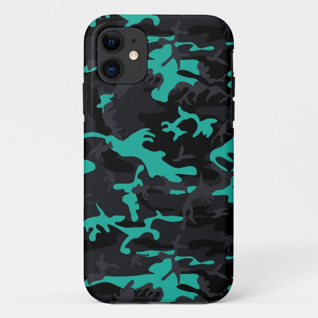 Teal Highlights Camo Case-Mate iPhone Case (Back)