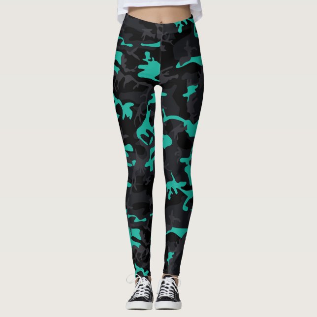 Teal Highlights Camo Leggings (Front)