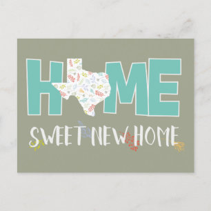 Teal Home, Sweet New Home - Texas Announcement Postcard