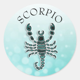 Teal Horoscope Scorpio Classic Round Sticker
