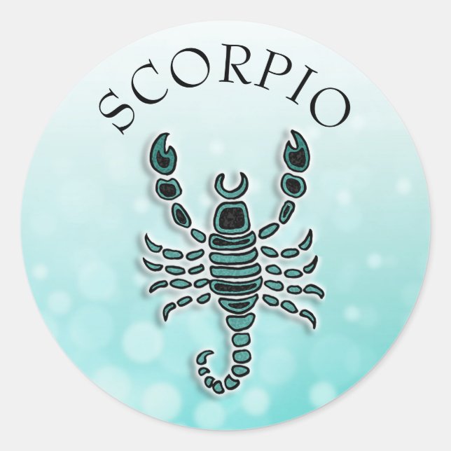 Teal Horoscope Scorpio Classic Round Sticker (Front)