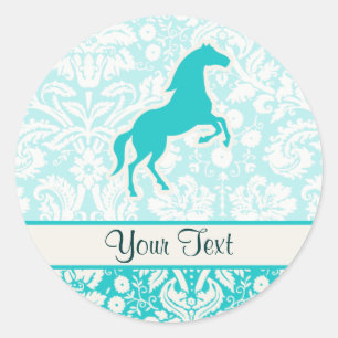 Teal Horse Classic Round Sticker