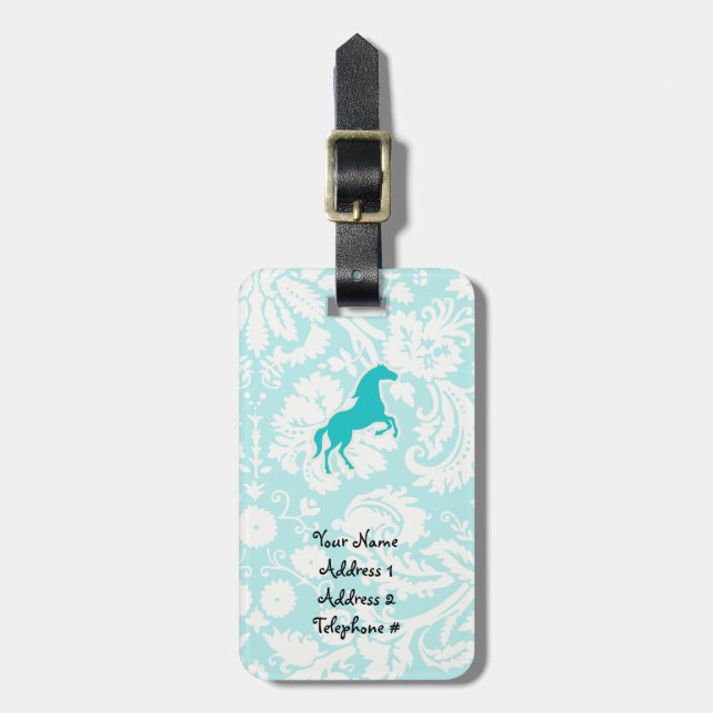 Teal Horse Luggage Tag (Front Vertical)