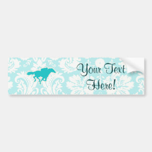 Teal Horse Racing Bumper Sticker