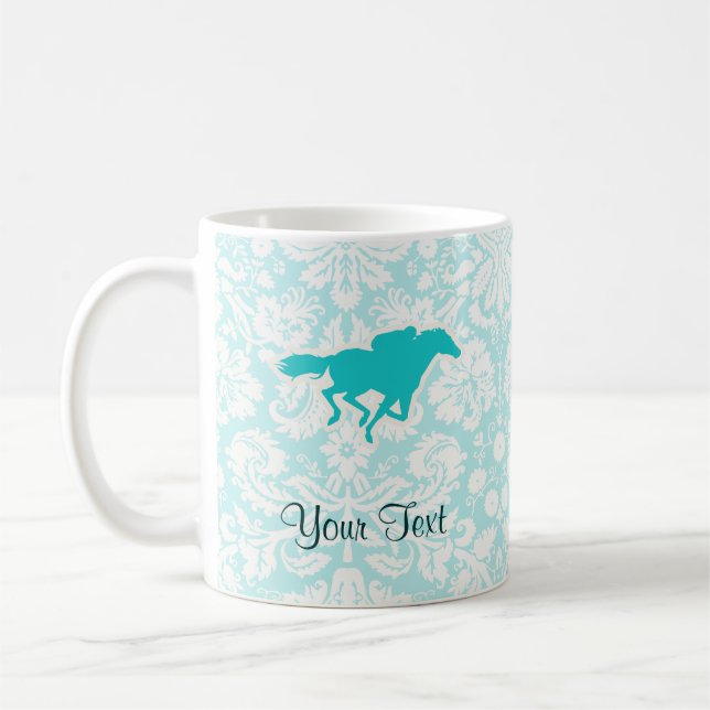 Teal Horse Racing Coffee Mug (Left)