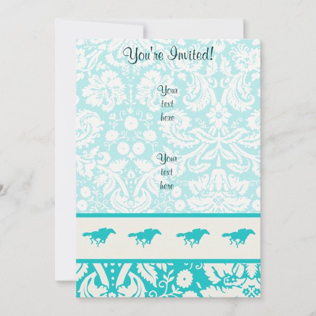 Teal Horse Racing Invitation (Front)