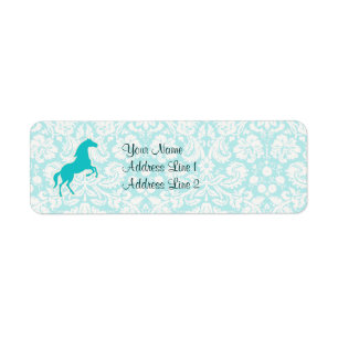 Teal Horse Return Address Label