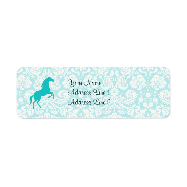 Teal Horse Return Address Label (Front)