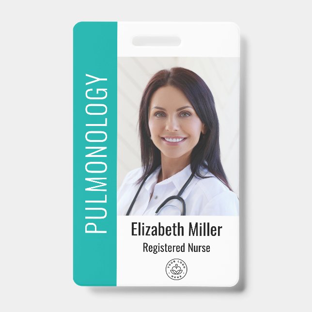 Teal Hospital Medical Employee Photo ID Badge (Front)