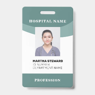 Teal Hospital Nurse Medical Employee Photo Company ID Badge