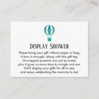 Teal Hot Air Balloon Display Shower Insert Card