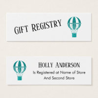 Teal Hot Air Balloon Simple Gift Registry Cards