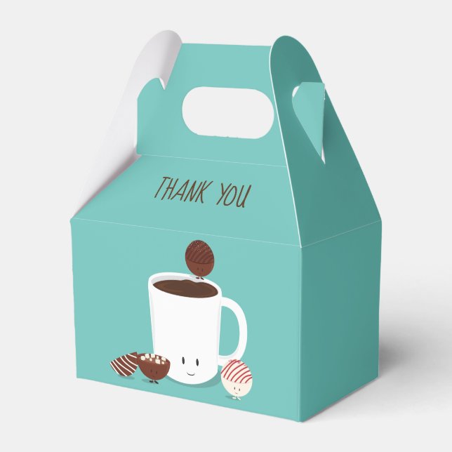 Teal Hot Chocolate Bomb Party Favour Box (Front Side)