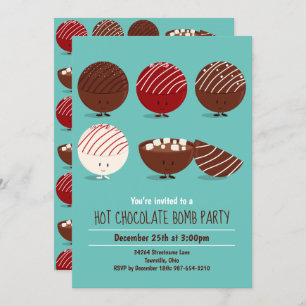 Teal Hot Chocolate Bomb Party Invitation