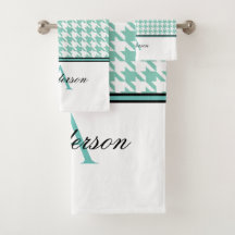 Teal Houndstooth Monogram  