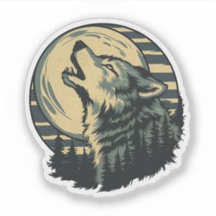 Teal Howling Wolf Moon Art