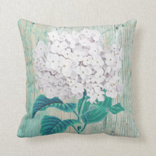 Teal hydrangea cushion