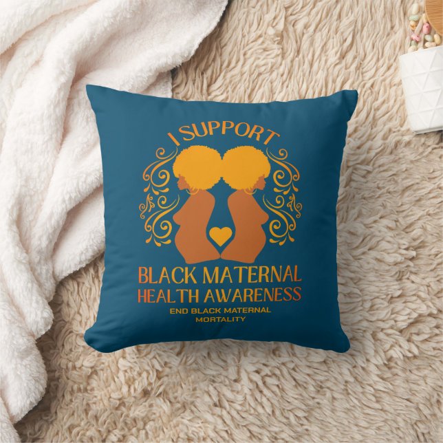 Teal I Support BLACK MATERNAL HEALTH AWARENESS Mum Cushion (Blanket)