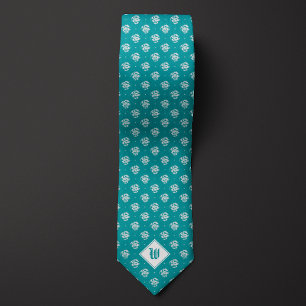 Teal Iconic Dragon Monogram Tie