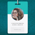 Teal ID Card | Modern Corporate Photo Name Logo QR