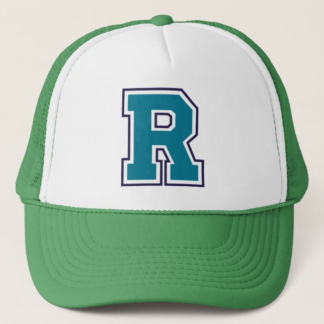 Teal Initial "R" Trucker Hat (Front)