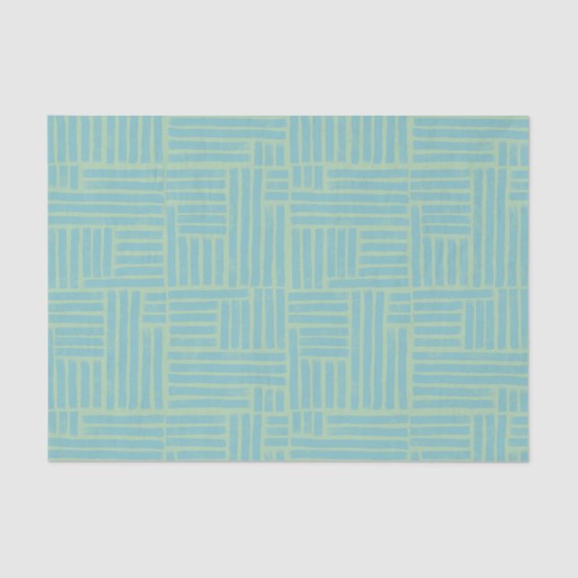 Teal ink roller stripes tissue paper (Front)