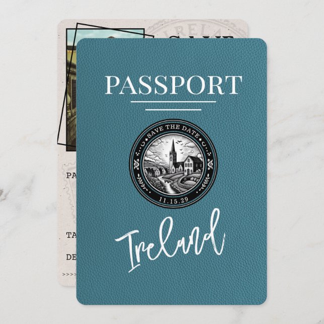 Teal Ireland Passport Save The Date (Front/Back)
