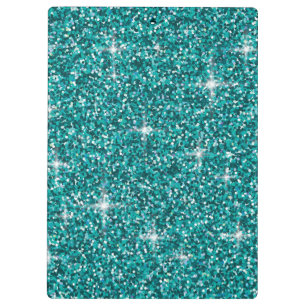 Teal iridescent glitter clipboard