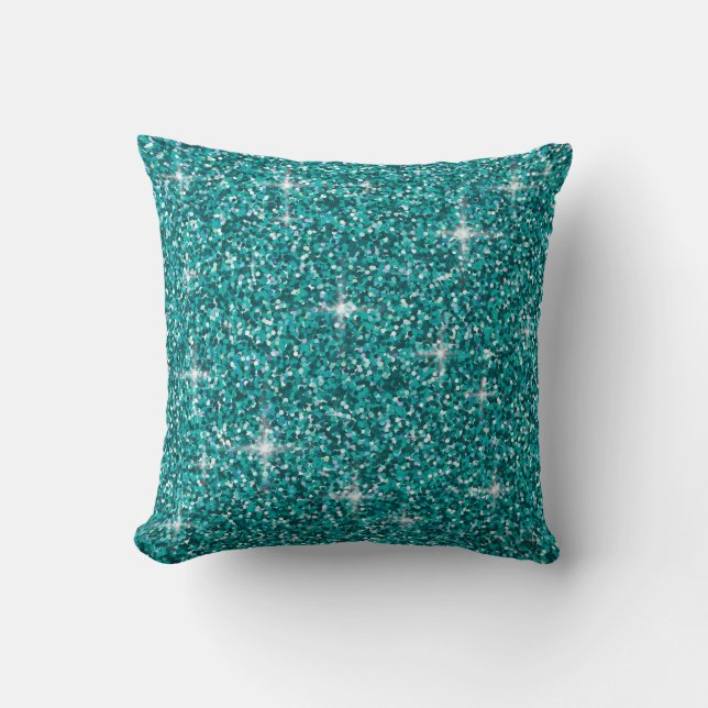 Teal iridescent glitter cushion (Front)