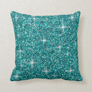 Teal iridescent glitter cushion