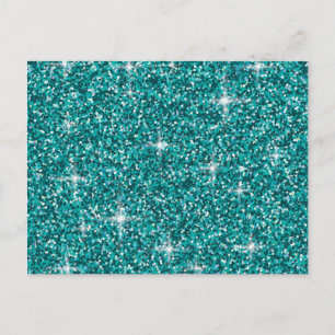 Teal iridescent glitter postcard