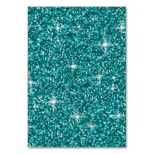 Teal iridescent glitter table number