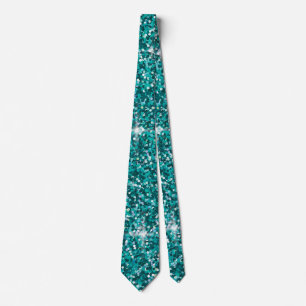 Teal iridescent glitter tie