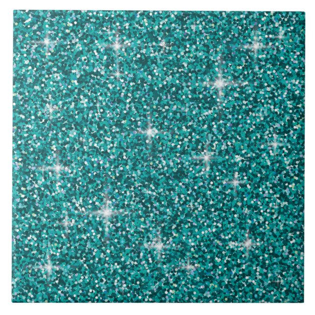 Teal iridescent glitter tile (Front)