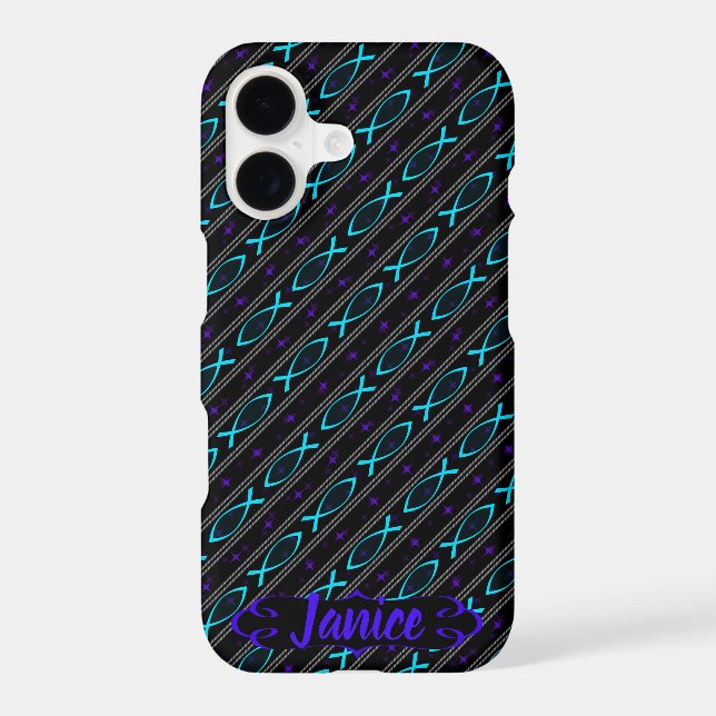 teal Jesus fish pattern (Back)